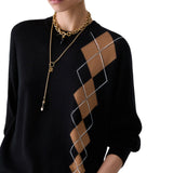 Maglia donna con intarsio geometrico