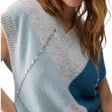 Gilet donna argyle con ricami gioiello
