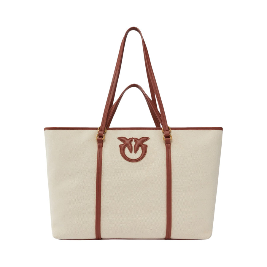 Maxi borsa shopper in canvas riciclato con doppi manici