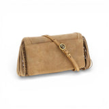Pochette a tracolla piccola Love Bag Click Soft Horizontal Mini in suede con frange