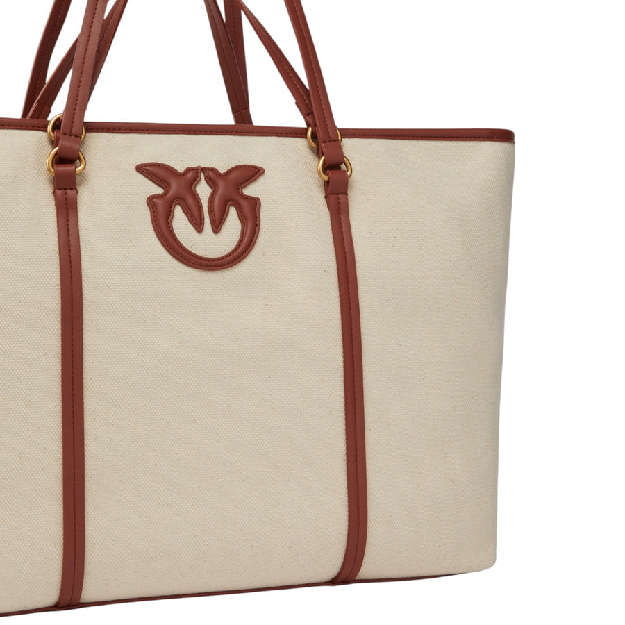 Maxi borsa shopper in canvas riciclato con doppi manici