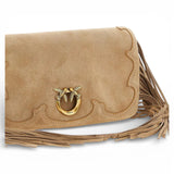 Pochette a tracolla piccola Love Bag Click Soft Horizontal Mini in suede con frange