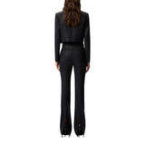 Pantaloni donna dritti gessati effetto brillante