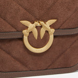 Borsa donna a spalla piccola Mini Love Bag Box in pelle scamosciata