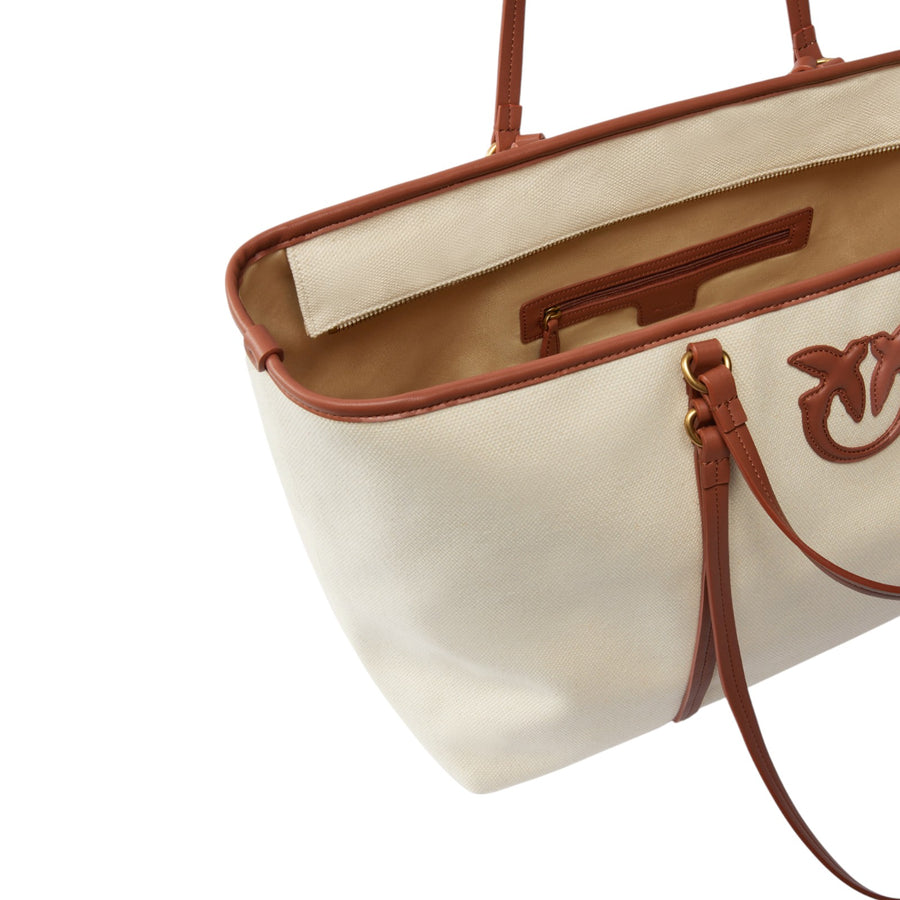 Maxi borsa shopper in canvas riciclato con doppi manici
