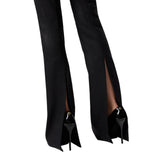 Pantaloni donna dritti gessati effetto brillante