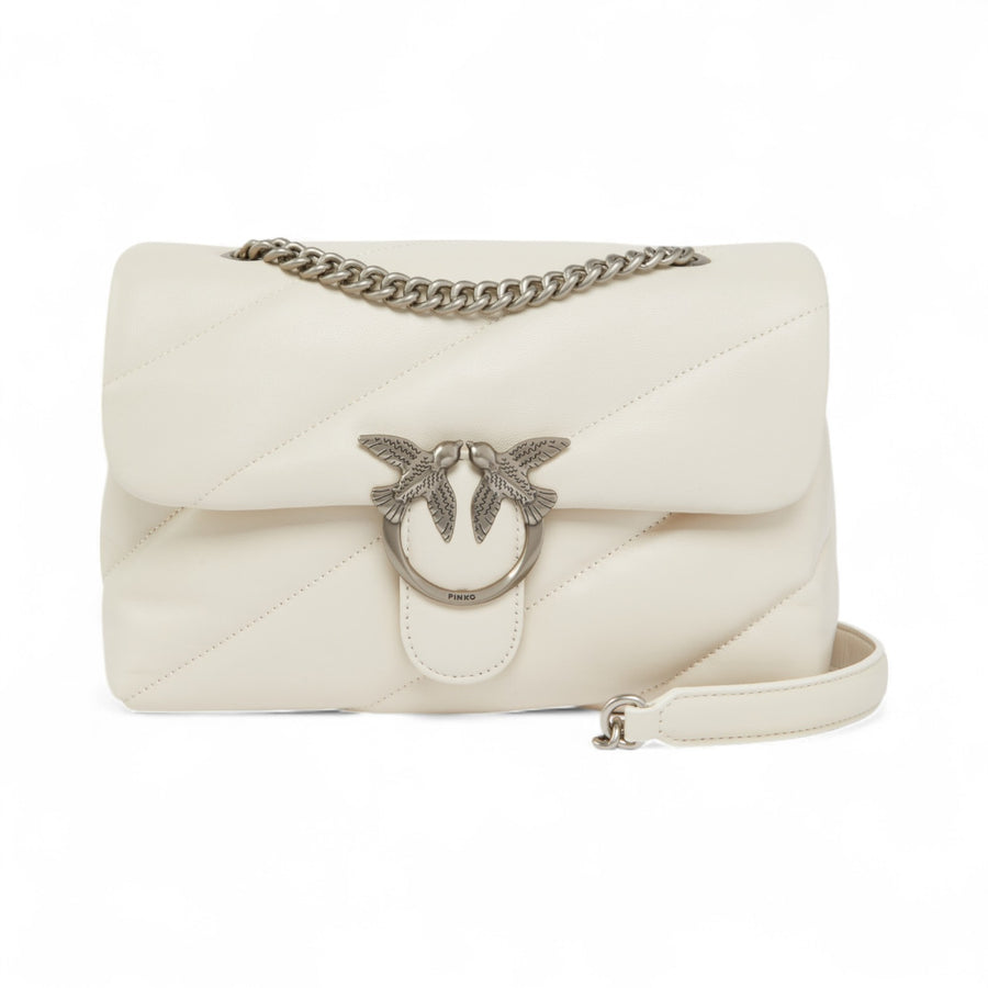 Borsa donna a tracolla media Love Bag Puff in nappa trapuntata con catena