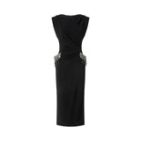 Abito donna aderente con ricamo gioiello