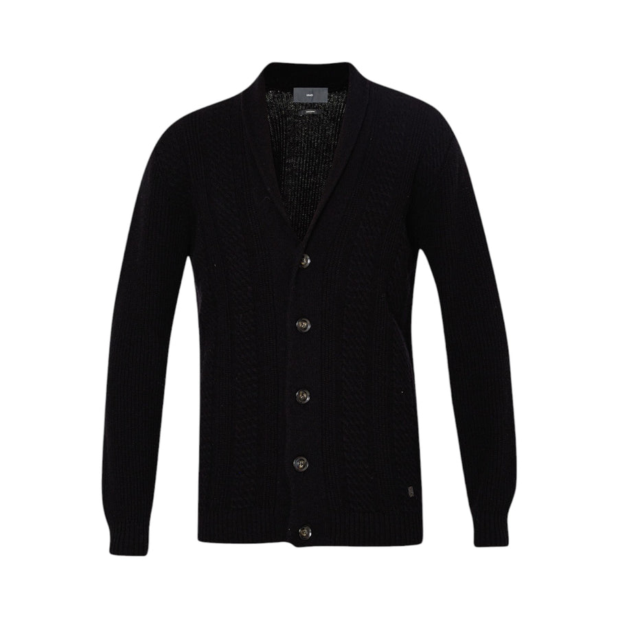 Cardigan nero in misto lana uomo