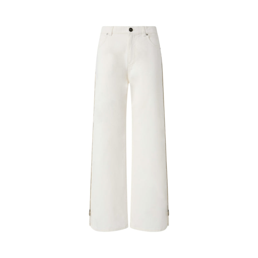 Jeans donna gamba ampia con zip laterali