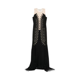 Abito donna lungo senza maniche con cut-out