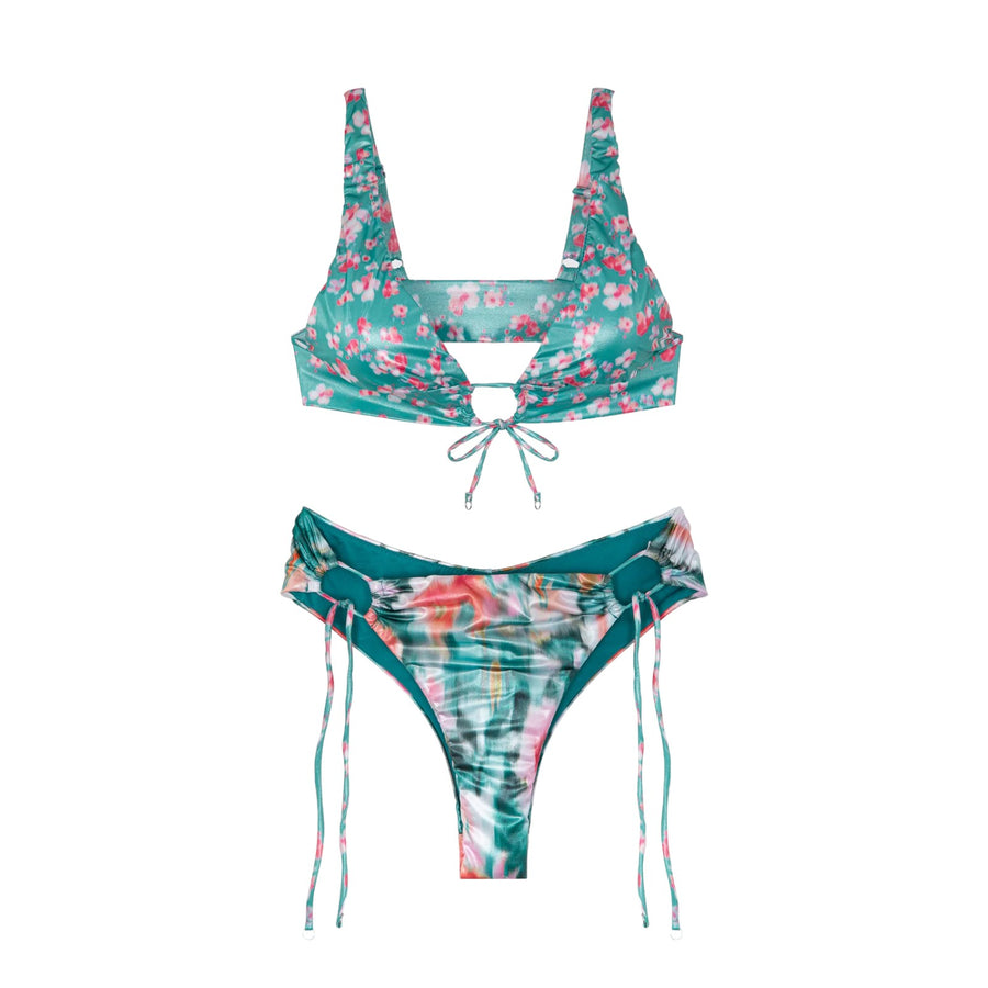 Bikini donna triangolo e slip americano regolabile glitch