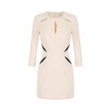 Mini abito donna in crêpe leggero con cut-out bicolore
