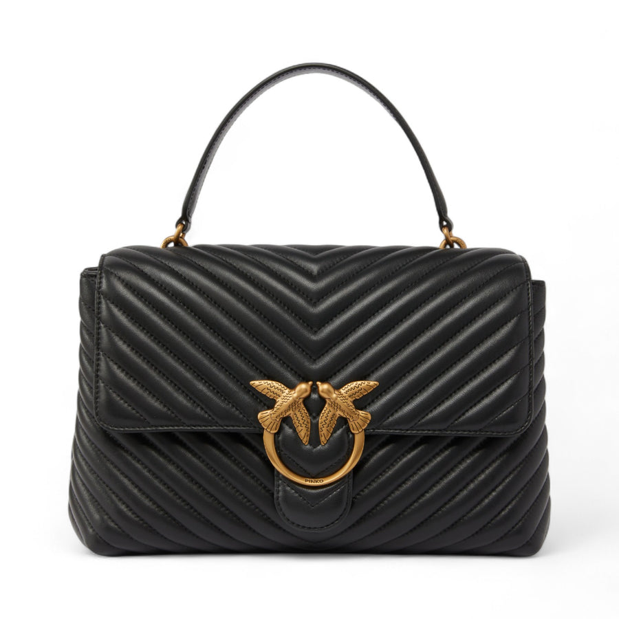 Borsa a mano grande Love Bag Puff in nappa chevron