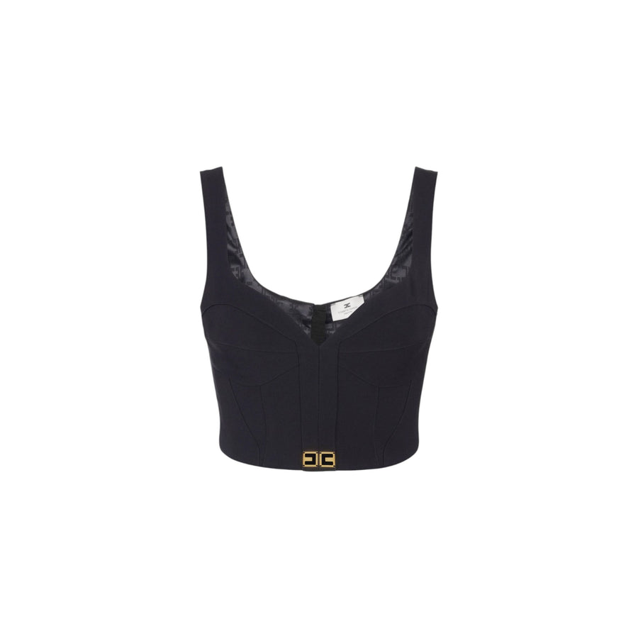 Top donna in crêpe leggero con dettagli logo