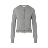 Cardigan donna in lana con dettaglio lingerie
