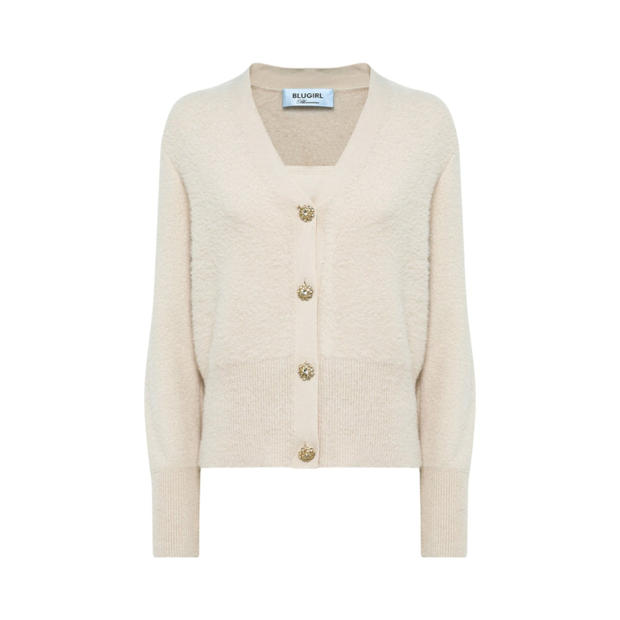 Cardigan e top donna in filato effetto pelliccia