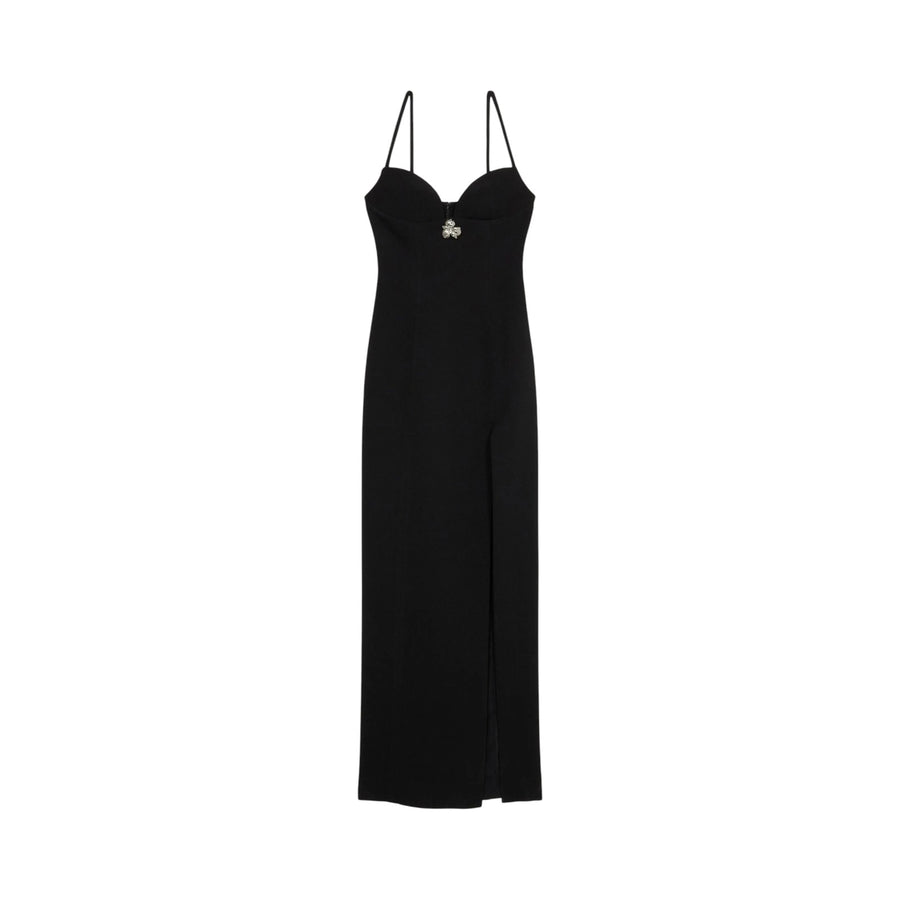 Abito donna lungo in crepe con spacco