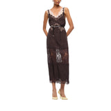 Abito donna slipdress midi con bande in pizzo