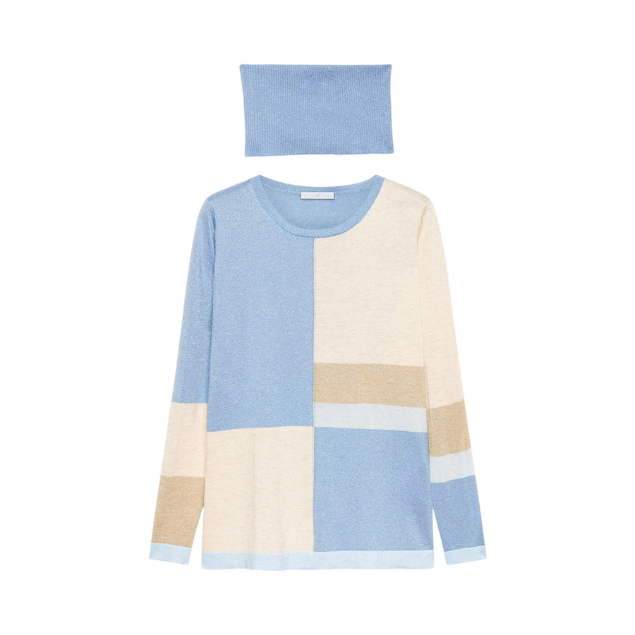 Maglia donna shiny color block