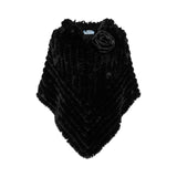 Poncho donna in faux fur con spilla