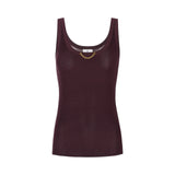 Top donna in maglia di viscosa e seta con dettaglio gioiello