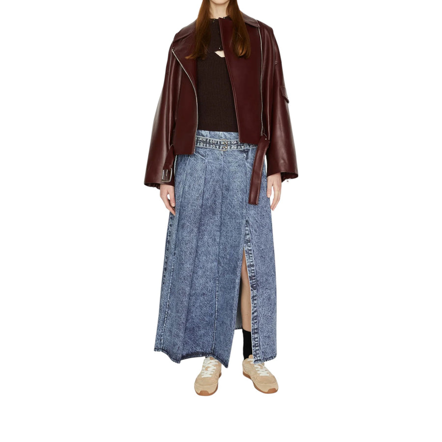 Giacca donna biker in ecopelle con cintura in vita