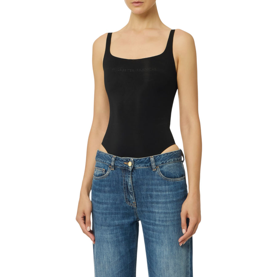 Body donna in jersey con stampa lettering