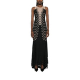 Abito donna lungo senza maniche con cut-out