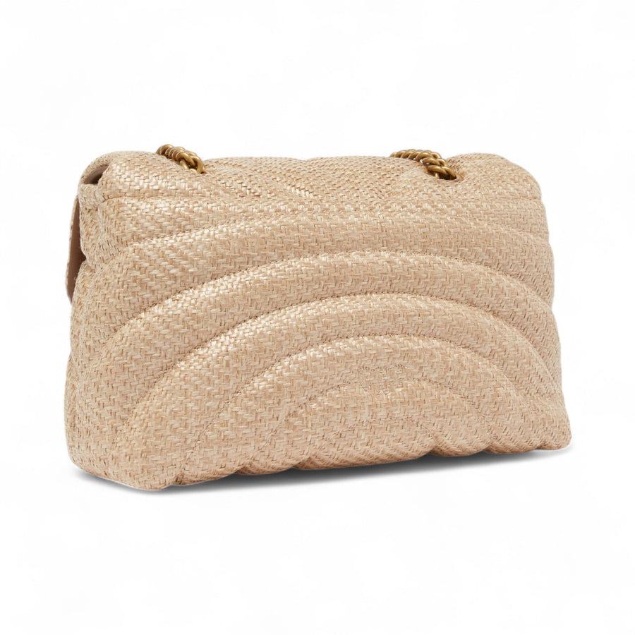 Borsa a tracolla rafia trapuntata Love Bag Puff con farfalla