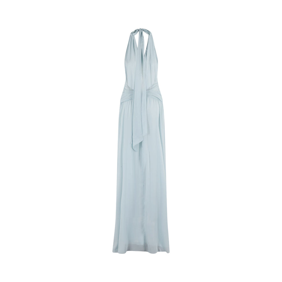 Abito donna lungo in georgette con drappeggi