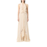 Abito donna lungo in georgette con arriccio
