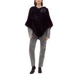 Poncho donna in faux fur con spilla