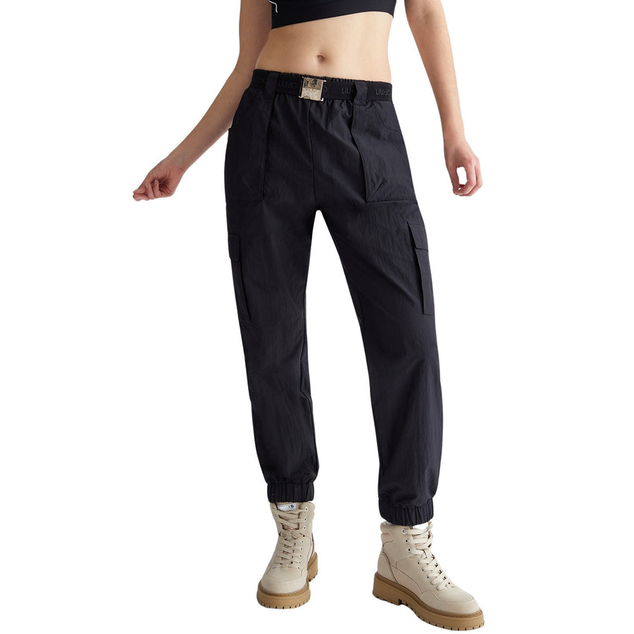 Pantaloni donna in nylon con cintura