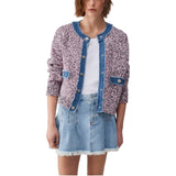 Cardigan donna mouliné con bottoni gioiello