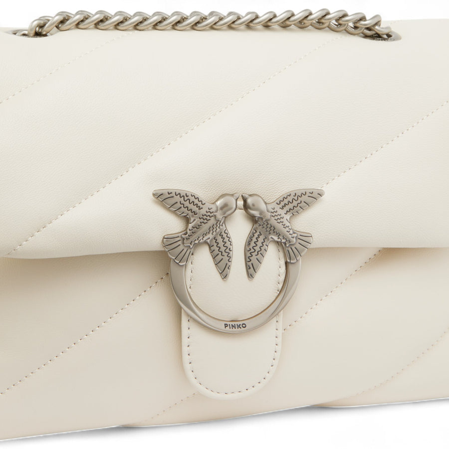 Borsa donna a tracolla media Love Bag Puff in nappa trapuntata con catena