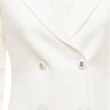 Giacca donna in maglia jacquard con spilla