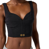 Top donna in crêpe leggero con dettagli logo