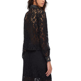 Camicia donna in pizzo con dettagli in denim