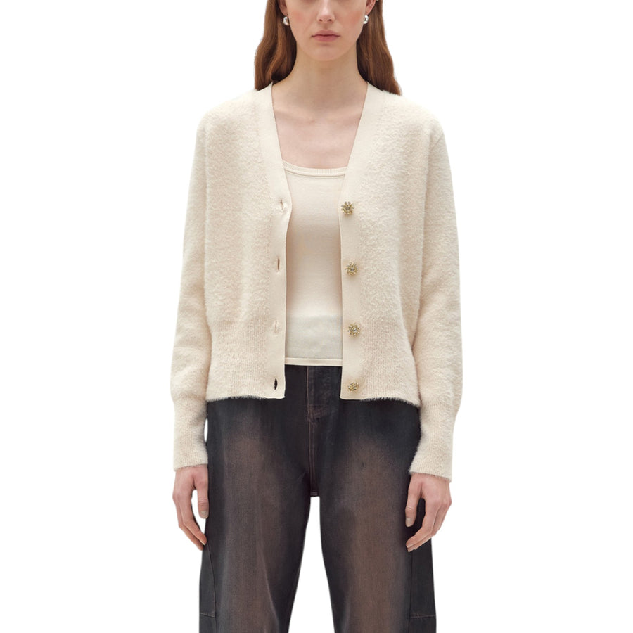 Cardigan e top donna in filato effetto pelliccia