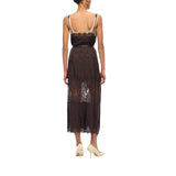 Abito donna slipdress midi con bande in pizzo
