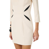 Mini abito donna in crêpe leggero con cut-out bicolore