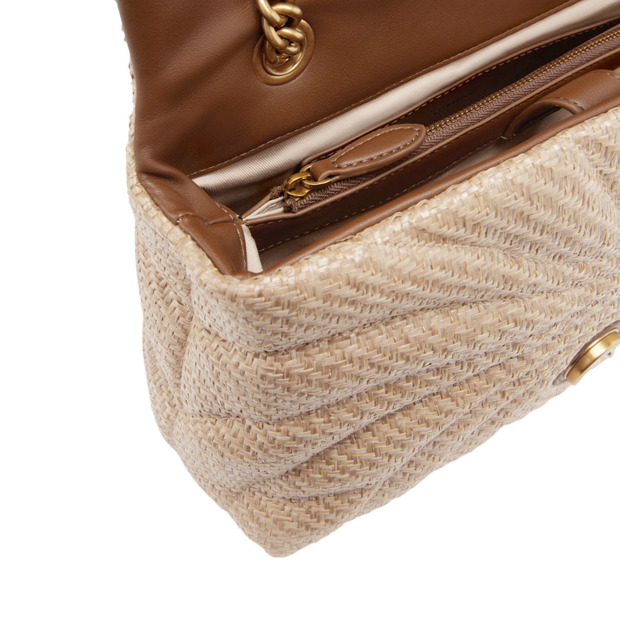 Borsa a tracolla rafia trapuntata Love Bag Puff con farfalla