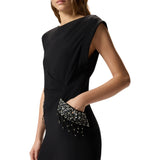 Abito donna aderente con ricamo gioiello