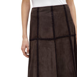 Gonna donna in suede e crochet