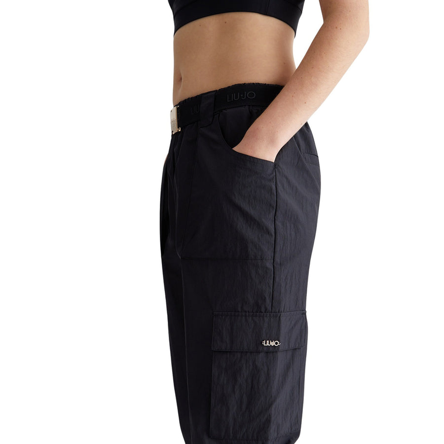 Pantaloni donna in nylon con cintura