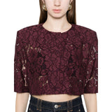 Giacca donna cropped in pizzo