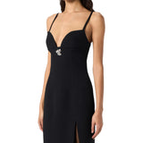 Abito donna lungo in crepe con spacco