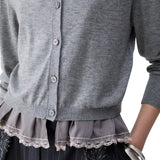 Cardigan donna in lana con dettaglio lingerie