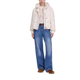 Piumino donna in pizzo crochet e montone ecologico